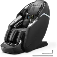 Vevor Dual-Core 4D+3D massasjestol for hele kroppen, med utvidet SL-spor, dyp yoga-stretch, elektrisk uttrekkbar fotstøtte, TFT, AI-stemmekontroll, varme, kollisjonsputer, armlenkontroller, hjul