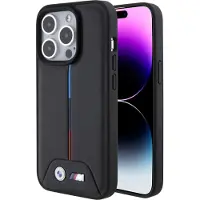 BMW Quilted Tricolor iPhone 15 Pro-etui - svart
