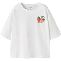 Name It Kids T-skjorte - NkfJemillo - Bright White m. Mansikka - - 6 år (116) - T-skjorte