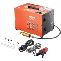 Vevor PCP luftkompressor, 4500PSI/30Mpa bærbar PCP luftgeværkompressor med innebygd omformer og viftekjølesystem, DC12V/AC230V manuell stopp luftgevær-, paintball- og dykkerflaskekompressorpumpe