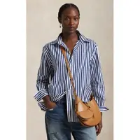 Ralph Lauren for woman. 211968218001 Oversized cotton shirt with blue stripes (L), Casual, Classic, Long sleeve