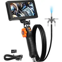 Vevor Artikulerende endoskopkamera med lys, toveis artikulert endoskopinspeksjonskamera med 6,4 mm liten linse, 5" IPS 1080P HD-skjerm, 8x zoom, 8 LED-lyskamera for bil, rørleggerarbeid (1,4 m)