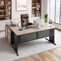 Vevor L-formet kontorbord, moderne vendbart kontorbord med skuffer og oppbevaringsskap, kraftig stort trebord, 158,7 kg lastekapasitet, enkel montering, for arbeidsstudier og skriving