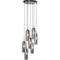 QAZQA Art Deco-pendellampe svart med røykglass 7-lys - Laura