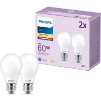 Philips LED-lyspære Classic 7W/827 (60W) 2-pack E27