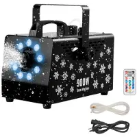 Vevor snømaskin, kraftig 900W, håndholdt/hengende snømaskin med omgivelseslys, trådløs fjernstyrt snøfnuggmaskin med 1L væsketank, utendørs snøfnuggmaskin til julebord