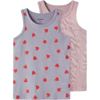 Name it Undertrøyer - Noos - 2-pack - NmfTank - Lavender Hearts - - 5 år (110) - Undertrøye