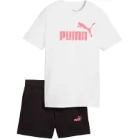 Puma Essentials No. 1 Logo Tee and Shorts Set Youth, Clothing, White/Wild Pink, 9-10Y