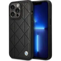 BMW Etui BMHCP14L22RQDK iPhone 14 Pro 6,1" svart/svart Quiltet skinnveske