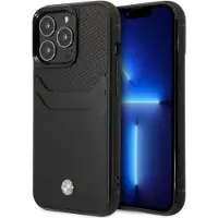 BMW Etui BMHCP14L22RSEPK iPhone 14 Pro 6,1" svart/svart lær med kortspor