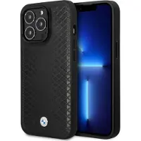 BMW Etui BMHMP14X22RFGK iPhone 14 Pro Max 6,7" svart/svart lær med diamantmønster MagSafe