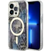 GUESS GUHMP14LHLEOPWB iPhone 14 Pro 6,1" blå/blå hardcase Leopard MagSafe