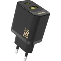Dudao A26TEU Adapter 25Watt GaN 1xUSB-C 1xUSB-A Sort