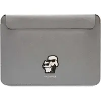Karl Lagerfeld Saffiano Karl&Choupette-etui for en 14" bærbar datamaskin - sølv
