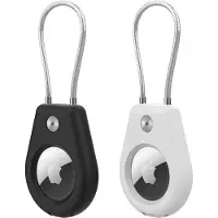 Hurtel Apple AirTag-etui med stålkabel - svart + hvit (2 stk.)