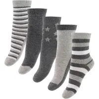 Minymo Sokker - 5-pack - Lys Grå Melert m. Striper - - 27/30 - Sokker