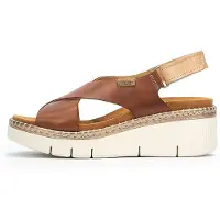 Pikolinos for woman. W0K-0606C1 Brown Gomera leather wedge sandals (38), 3 to 5 cm, Velcro, Casual
