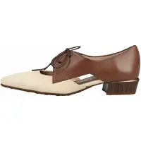 Hispanitas for woman. BHV264628 Azucena beige shoes (40), Leather, Brown, 1 to 3 cm, Laces, Casual, Party, Classic