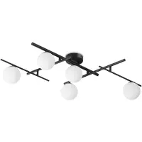 Ideal Lux taklampe Atlas svart, 5 lyskilder i metallglass