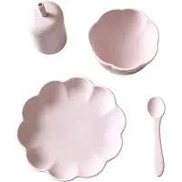 Jack o Juno Spisesett - Silikon - 4 Deler - Poppy - Light Pink - - OneSize - Spisesett
