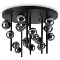 Ideal Lux taklampe Perlage svart/røykgrå Ø 70 cm 18 lys