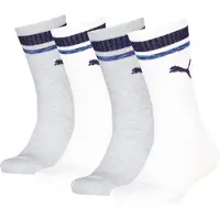 Puma Kids' Crew Socks (4-Pack), Clothing, White/Blue, 27-30