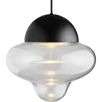 Design By Us LED-hengelampe Nutty XL, klar/svart, Ø 30 cm, glass