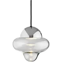 Design By Us LED-hengelampe Nutty, klar/kromfarget, Ø 18,5 cm, glass