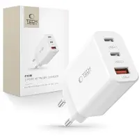Tech-Protect Network 30 W vegglader med 2x USB-C og 1x USB-A - hvit