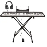 Gear4Music SDP-2 Scenepiano fra + Stativ Pedal og Hodetelefoner