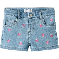 Name it Shorts - NmfRose - Light Blue Denim/Strawberry - - 4 år (104) - Shorts