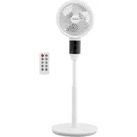 Vevor 23 cm sokkelvifte, 80° oscillerende gulvvifte med stillegående likestrømsmotor, fjernkontroll, 9 hastigheter og 4 smarte moduser, 24-timers timer, justerbar høyde, for hjem, soverom, stue, hvit