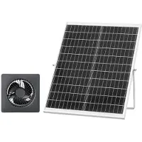 Vevor solcelledrevet vifte, 25W solcellepanel med 220 CFM luftstrøm, justerbar panelvinkel, 2030 RPM høyhastighet, fleksibel installasjon, rask luftutveksling for drivhus, dyrketelt, hønsehus, ly