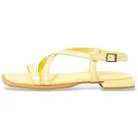 Art for woman. 1200111G9003_024 Leather Sandals 2001 Bergamo yellow (42), Flat, 1 to 3 cm, Buckle, Casual