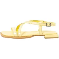 Art for woman. 1200111G9003_024 Leather Sandals 2001 Bergamo yellow (36), Flat, 1 to 3 cm, Buckle, Casual