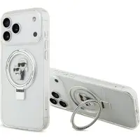 Karl Lagerfeld iPhone 17 Pro Max Ringstand Karl & Choupette Mag Case - White