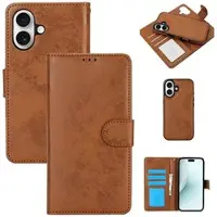 Mtp Products iPhone 16 Vintage 2-i-1 lommeboketui med avtakbart deksel - brun
