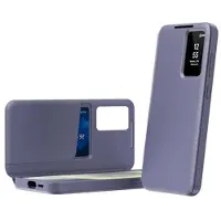 Mtp Products Samsung Galaxy A57 Smart Clear View Flip-etui med kortspor - grå-lilla