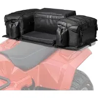 Vevor ATV bakre oppbevaringsveske, 50L ATV bakre lasteveske med svampsetepute og flaskeholder, 600D Oxford-stoff bakseteutstyrsveske passer til de fleste ATV-er med bakre bagasjebrett, kompatibel med