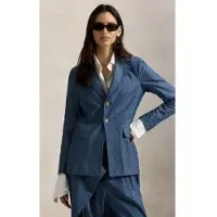Ralph Lauren for woman. 211A96197001 Single breasted chambray blazer blue (38), Casual, Cotton, Classic
