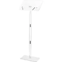 Vevor Podiumstativ, 1100 mm akryl-talerpult, bærbart laptop-bord med bred leseflate, bokklemmer, justerbar vinkel, gulvstående, for klasserom, bryllup, konferanse, forelesning og konsert