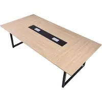 Vevor konferansebord, 2400 mm kontormøtebord for 10 personer, moderne rektangulært seminarbord med metallben, stort møtebord ideelt for kontor, styrerom, konferanserom, enkel montering, brunt