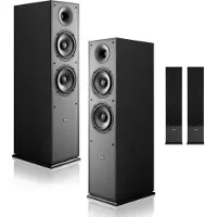 Vevor passive gulvhøyttalere, 2-veis gulvstående tårnhøyttalere med 25,4 mm diskanthøyttaler, doble 165,1 mm basselementer, 400 W topp, frekvensrespons 65 Hz–20 kHz, slitesterkt MDF-kabinett, for hjem