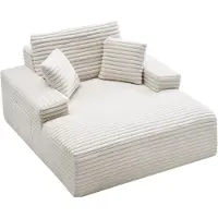 Vevor sjeselongstol, 1380 mm benfri sjeselong til innendørs bruk, moderne polstret overdimensjonert lesestol med pynteputer og armlener, sovesofa med dypsete for stue, soverom, beige