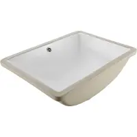Vevor Undermontert baderomsvask, 515 x 385 mm rektangulær hvit keramisk vask med overløpshull, nedfellbar under benk, moderne toalettservant, rektangulær for liten plass