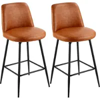 Vevor Barkrakksett med 2, 69 cm dreibare barkrakker, moderne barkrakk i PU-skinn med ryggstøtte og metallben, armlenerløs barstol, barkrakk med øy for kjøkken, spisestue, brun