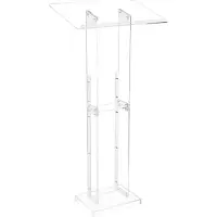 Vevor Podiumstativ, 1265 mm akryl-talerpult, bærbart laptop-bord med bred leseflate og oppbevaringshylle, bokstopper, gulvstående, for klasserom, bryllup, konferanse, forelesning og konsert
