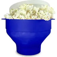 INF Popkornskål av silikon, sammenleggbar Blue