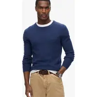 Superdry for man. M6110564A Essential navy crew neck jumper (XL), Casual, Nylon