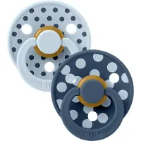 BIBS Colour Smokker - Str. 1 - Rund - 2-pack - Baby Blue/Steel B - - 0-6 md - Smokk
